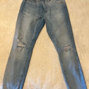 Express Blue Skinny Jeans Distressed Vintage Look